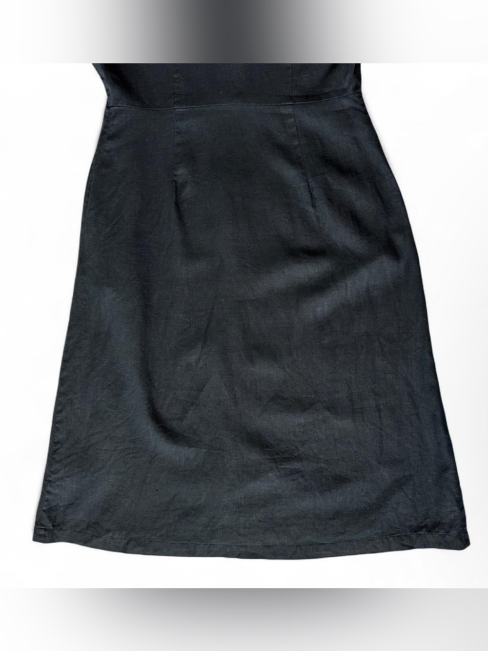 Quince 100% European Linen Button-Front Black Short-Sleeve Dress Women’s - Large - Picture 5 of 12